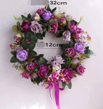 High simulation rose wreath enamel wall decoration door decoration home living room floral decoration Christmas wreath Purple - Shop at LoveMi