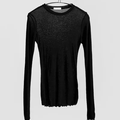 All-match slimming round neck long sleeves - Black