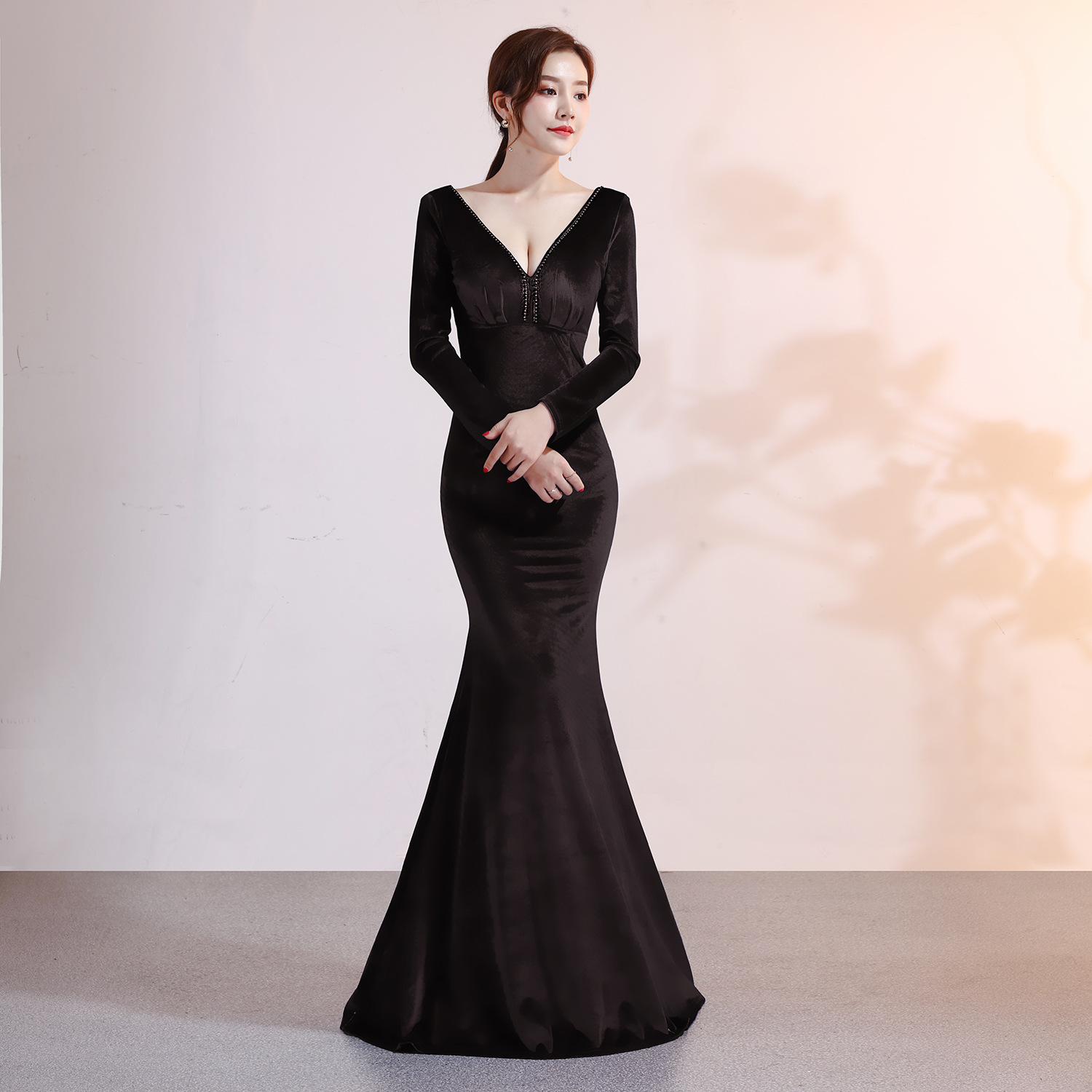 Velvet Evening Dress Mermaid Dress Black - Shop at LoveMi