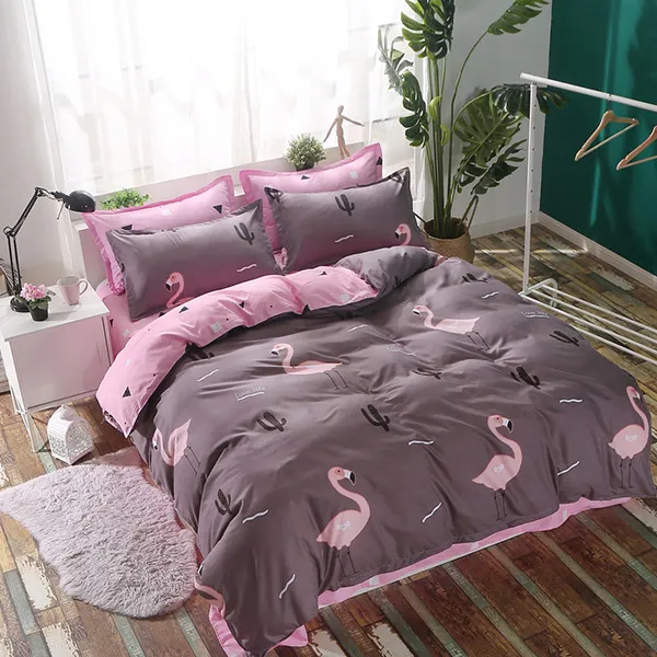 Flamingo Four-piece Quilt - Pink