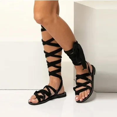 Beach strap flat sandals - Black