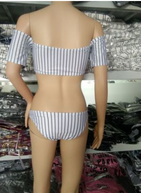 Striped one-shoulder bikini split ladies sexy swimsuit