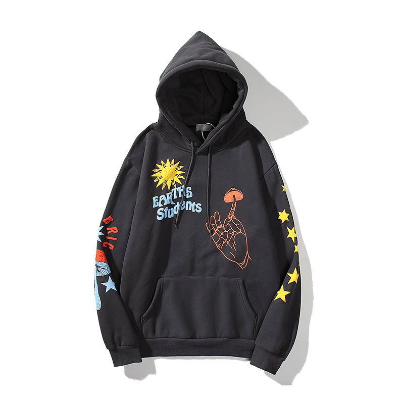 Graffiti letter coat and fleece hooded sweater
