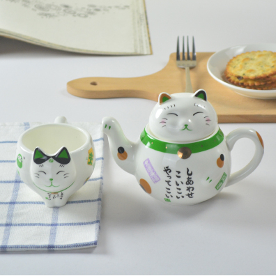 Ceramic cup lucky cat series milk coffee cup gift cup creative pot a pot a cup of teapot tea set