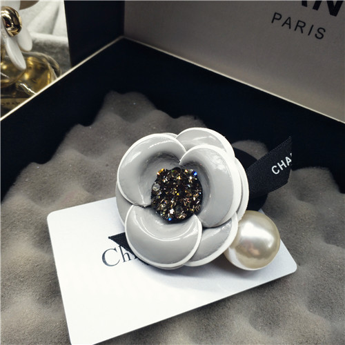 Camellia rhinestone pearl hair ornament Grey - Shop at LoveMi