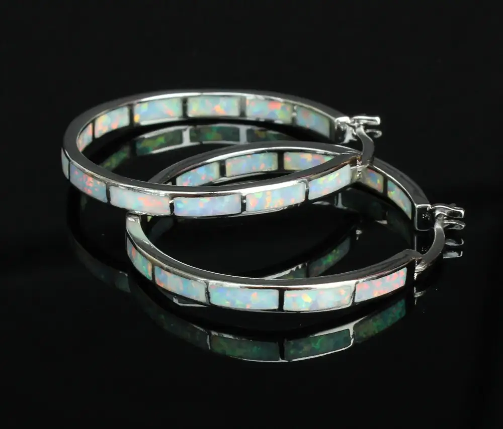 Bluewhite fire opal earrings