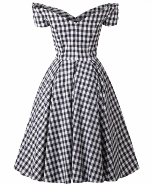 Black and white plaid short sleeve dress