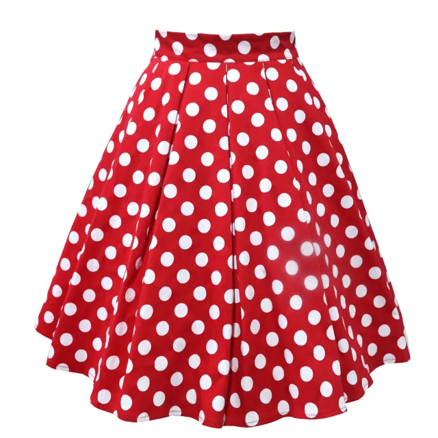 Polka dot pleated skirt Red - Shop at LoveMi