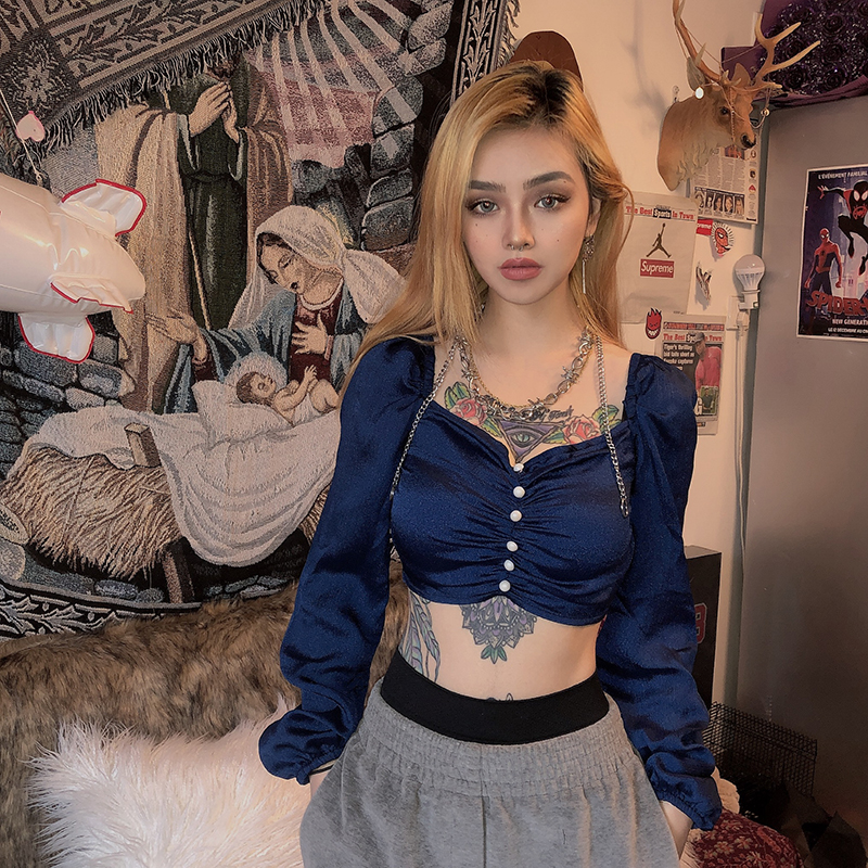 Temperament bright silk short t-shirt