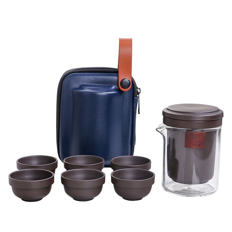 Portable tea set travel quick-off cup simple pot