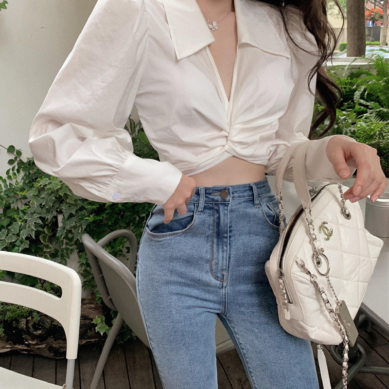 High waist slim sexy shirt
