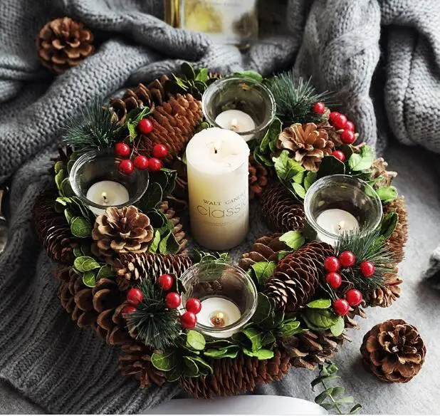 Christmas wreath candlestick decoration 30Cm - Shop at LoveMi