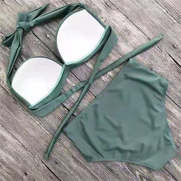 Solid color high waist bikini