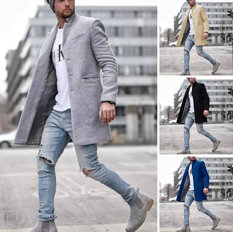 Fashionable Solid Color Long Warm Coat