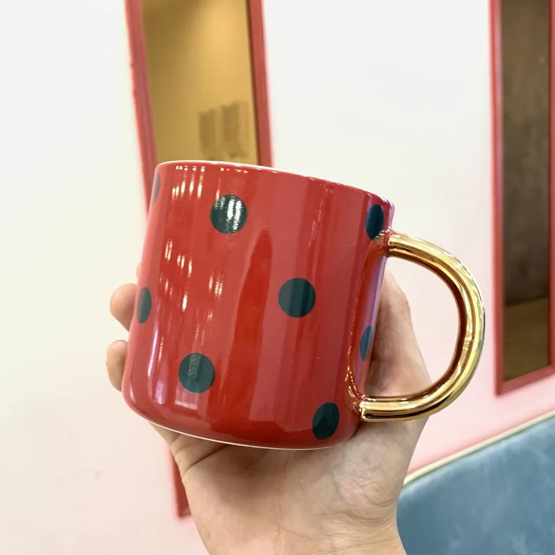 Nordic minimalist household gold-painted mug - Red Cup