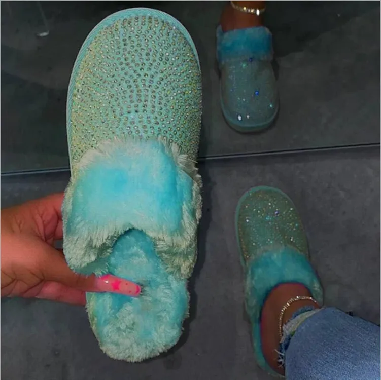 One-step home plush cotton slippers - Green
