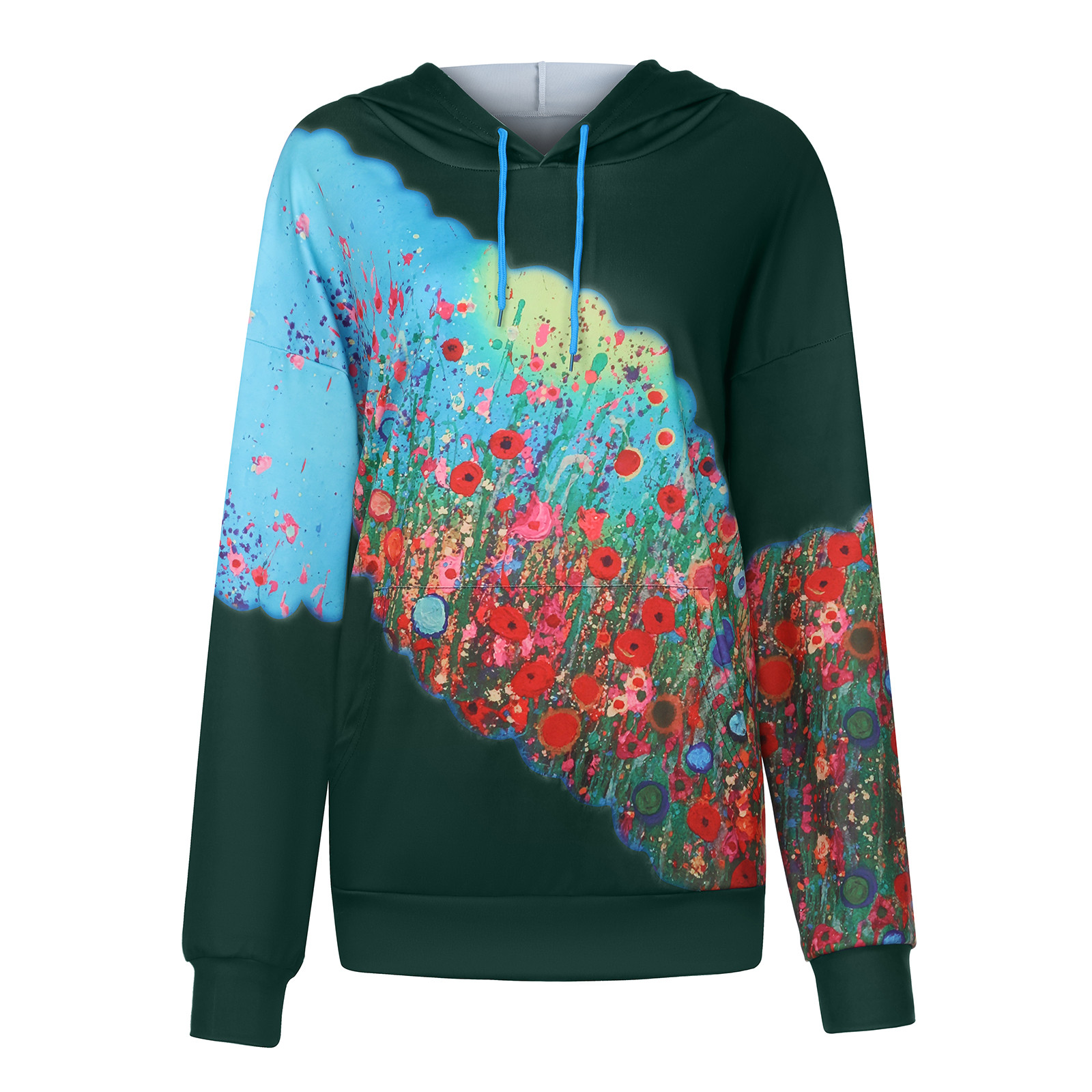 Printed hooded long sleeve sweater