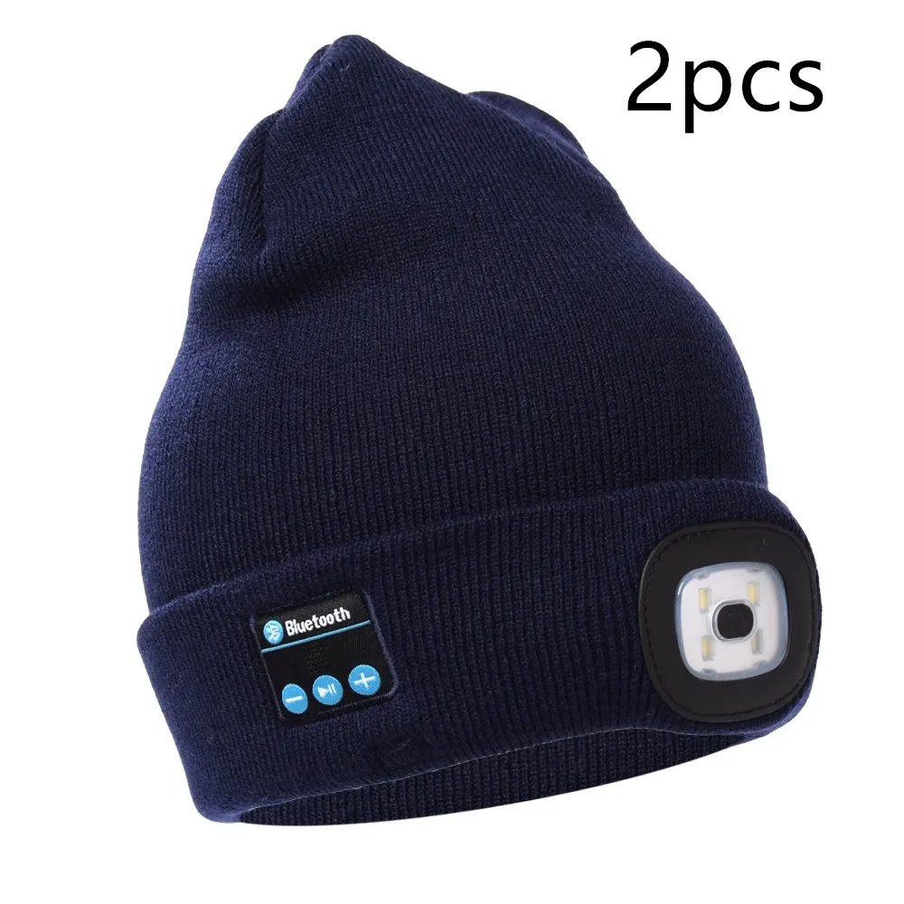 Bluetooth LED Hat Wireless Smart Headset Headphone - 2Pcs Tibetan Blue