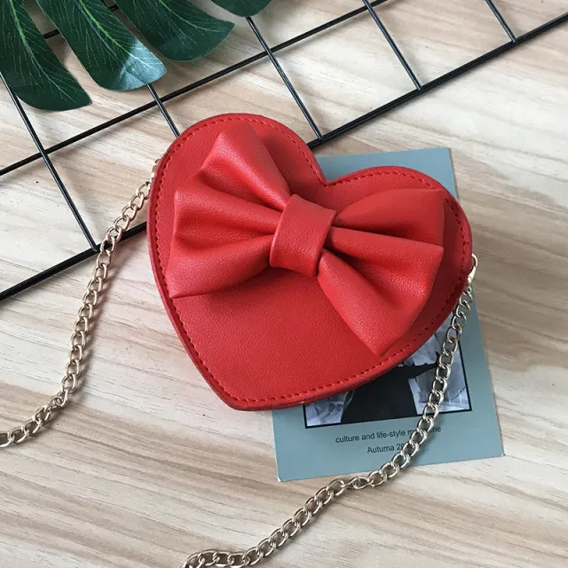 Cute one shoulder diagonal bag girl love bow small bag Red - Shop at LoveMi