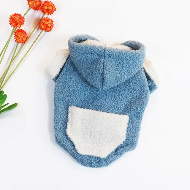 Plush thick warm pet dog clothes Blue - Shop at LoveMi