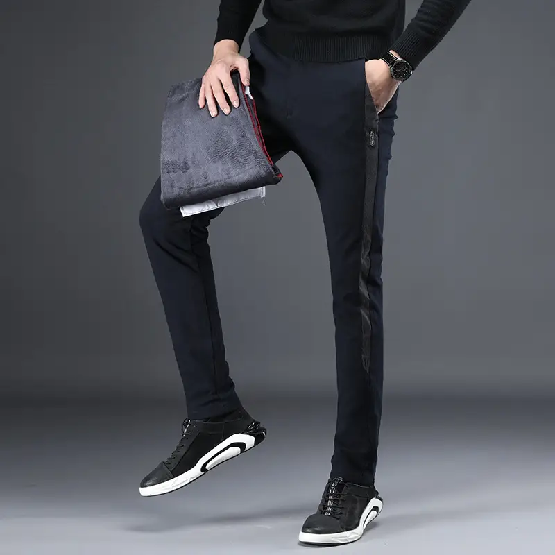 Men's plus cashmere casual stretch trousers