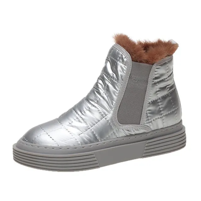 Anti slip platform and velvet one step snow boots Silver - Shop at LoveMi