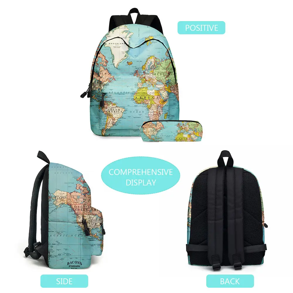 Europe and America map two-piece schoolbag