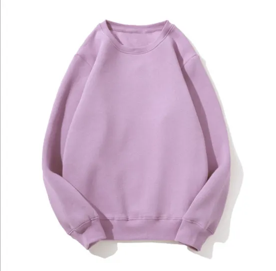 Round neck casual loose top sweater solid color - Purple
