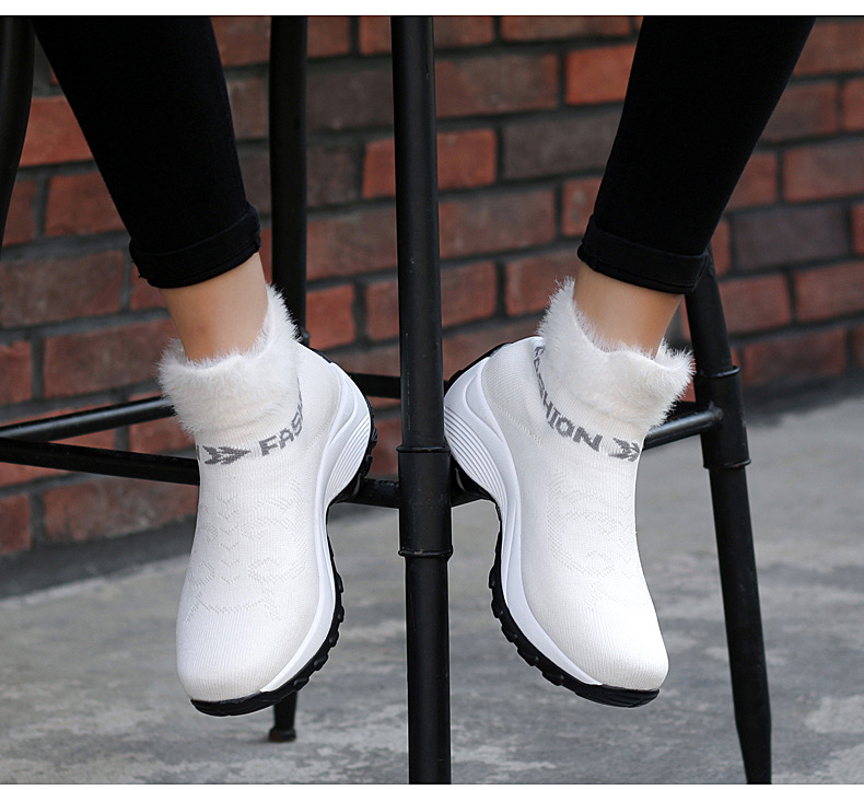 Thick bottom snow boots fly woven