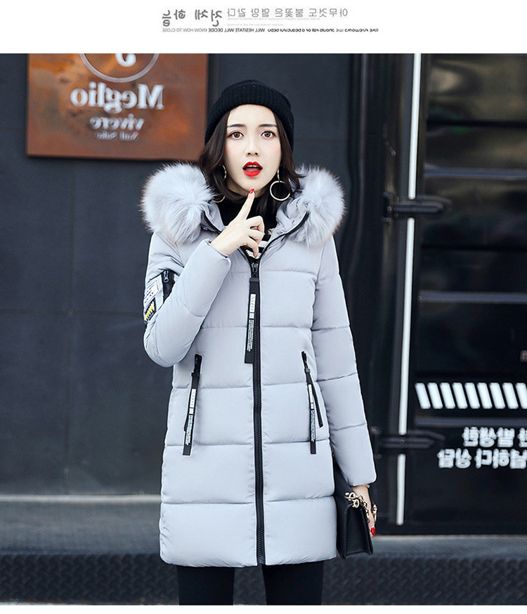 Mid-length down padded jacket with fur collar