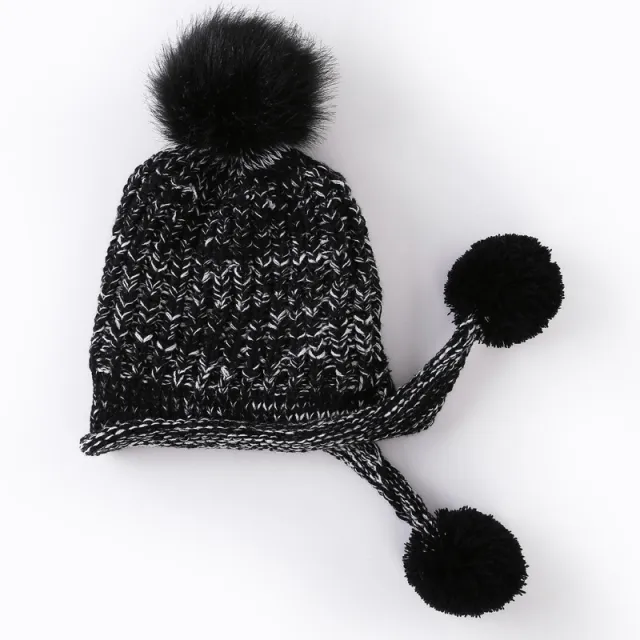 Tide autumn and winter plus velvet warm knitted hat ear protection hat Black - Shop at LoveMi