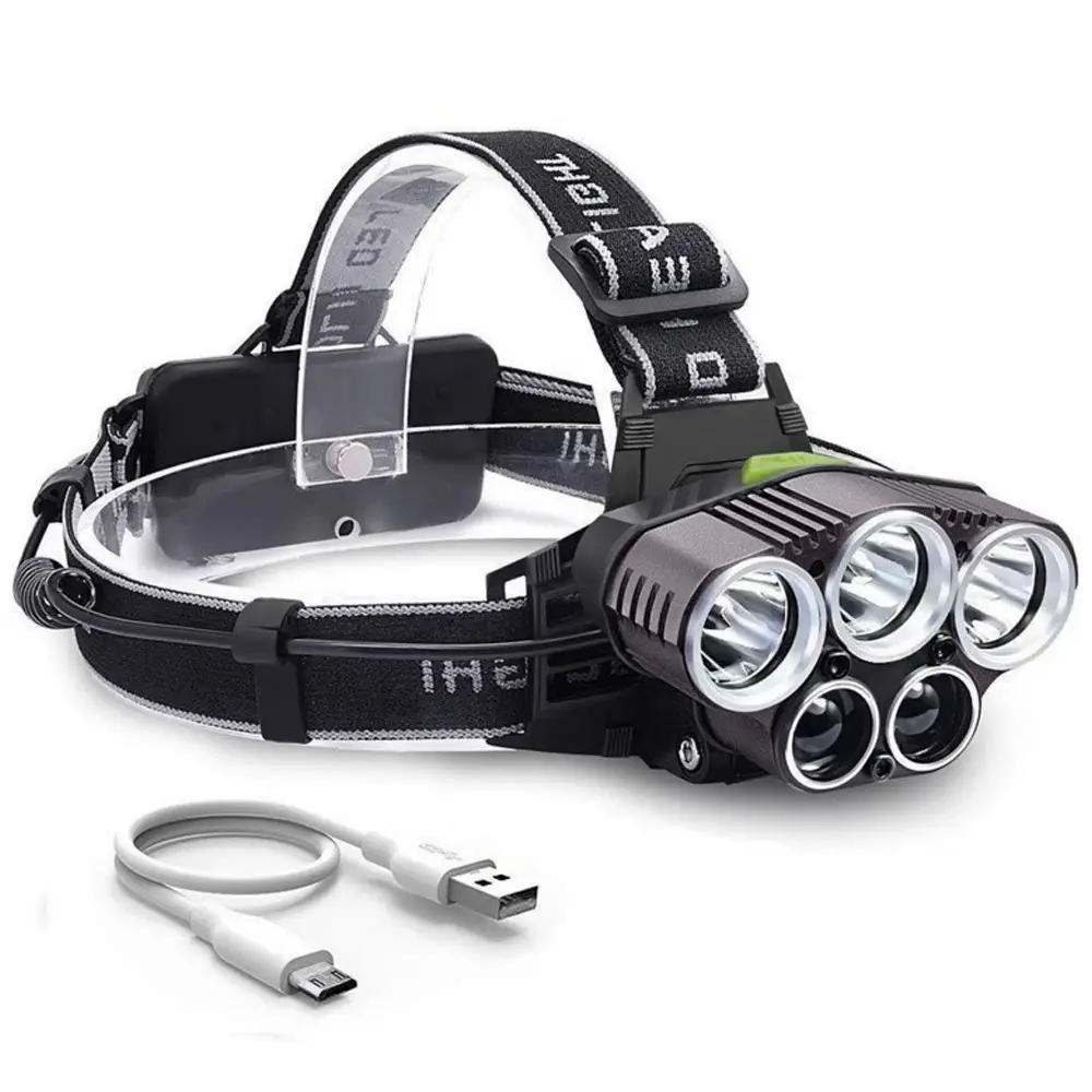 6-mode USB rechargeable outdoor night fishing 5LED headlight