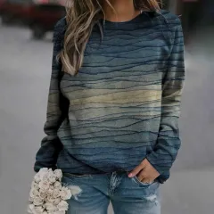Rendering women's long-sleeved round neck sweater - 5 Style-L - View 1