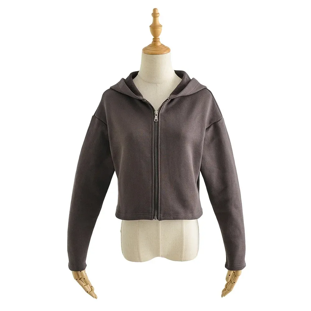 Ladies Long Sleeve Hooded Sweatshirt - Grey