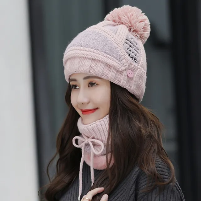 Women's ear protection knitted hat Pink - Shop at LoveMi