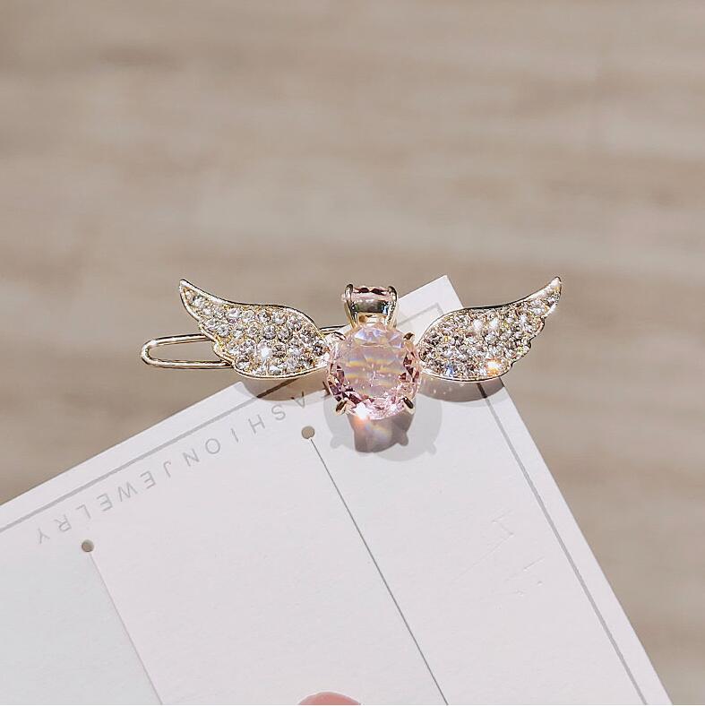 Korean girl with angel wings imitation crystal hairpin