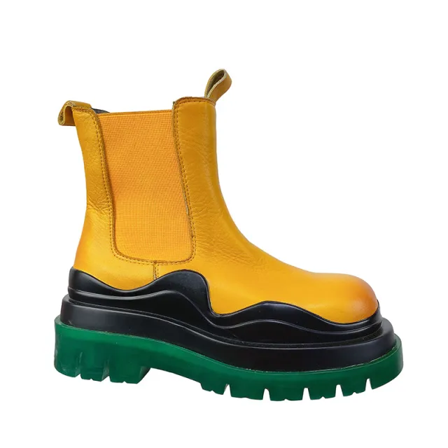 Medium tube block heel Martin boots Yellow - Shop at LoveMi