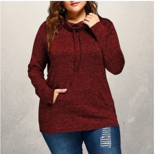 Long sleeve solid color women's casual top Red - Shop at LoveMi