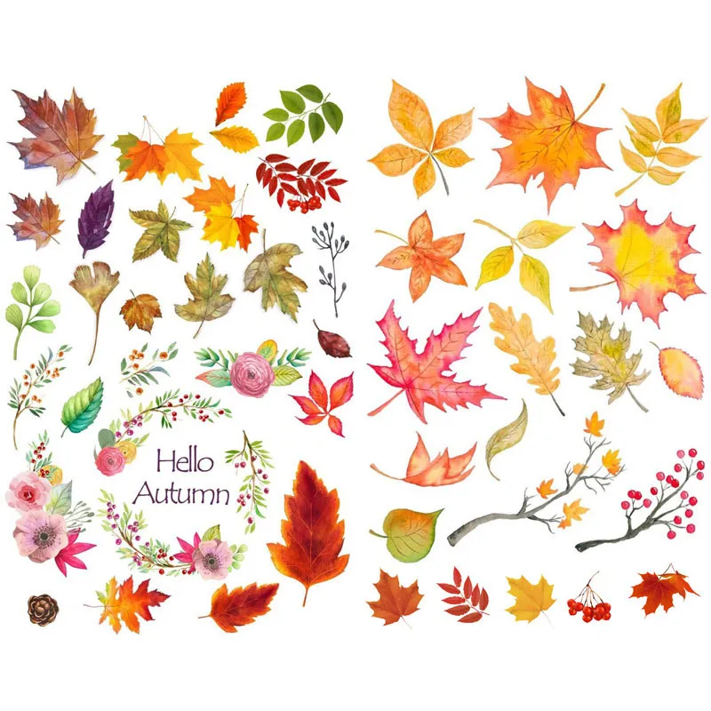 Christmas Autumn Leaves Wall Sticker - Grigio Chiaro