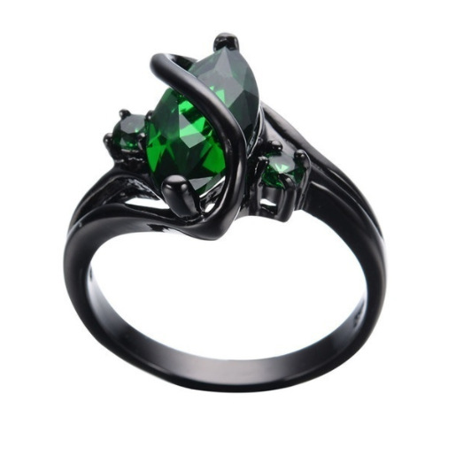 Black gold plated silver and diamond ring