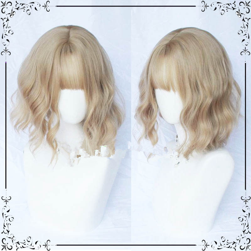 Chic Short Curly Wig With Air Bangs Golden - Shop at LoveMi
