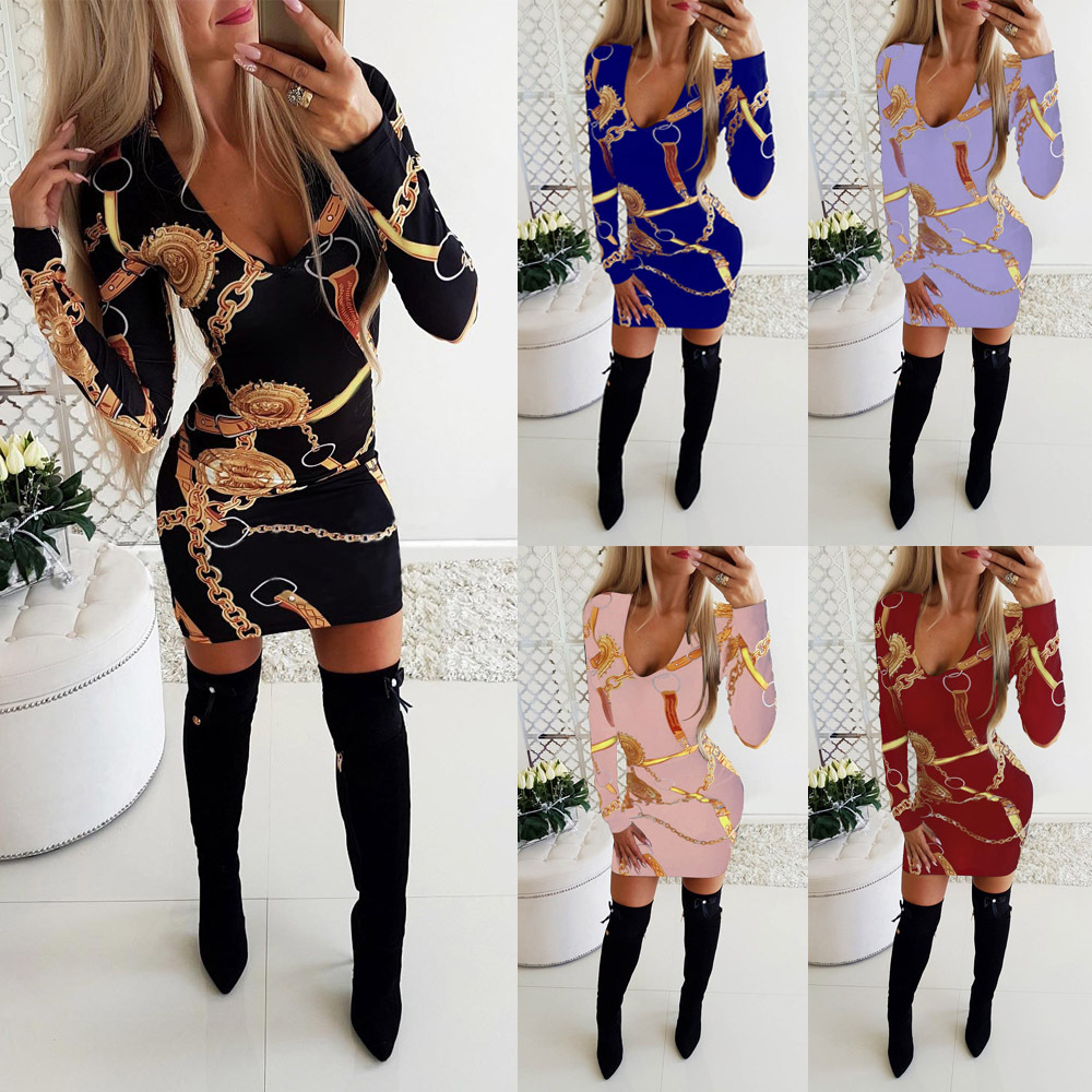 Flower bag hip slim long sleeve dress