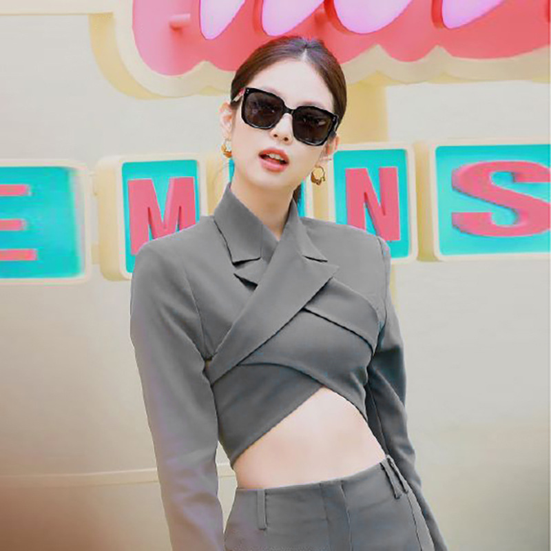 Long Sleeve Suit Bare Navel Baita T-shirt