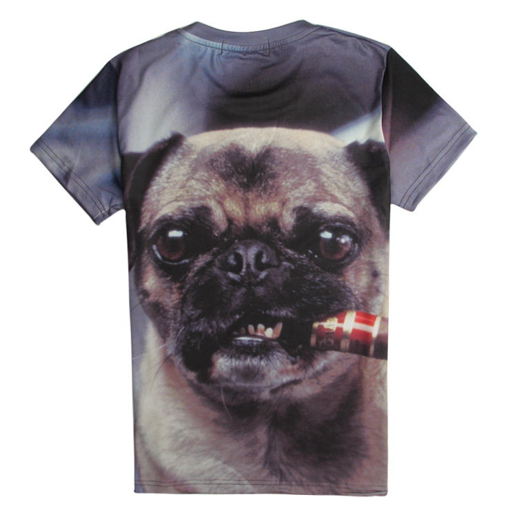 3D Smoking Shar Pei Short Sleeve T-shirt