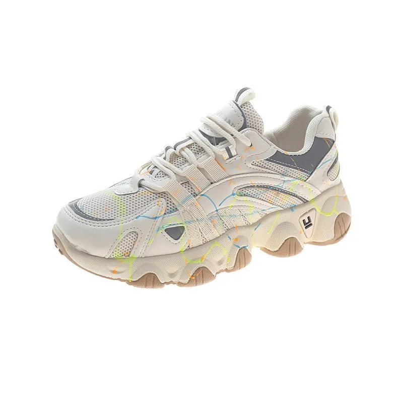 Luminous super fire daddy shoes women trend sneakers - Beige
