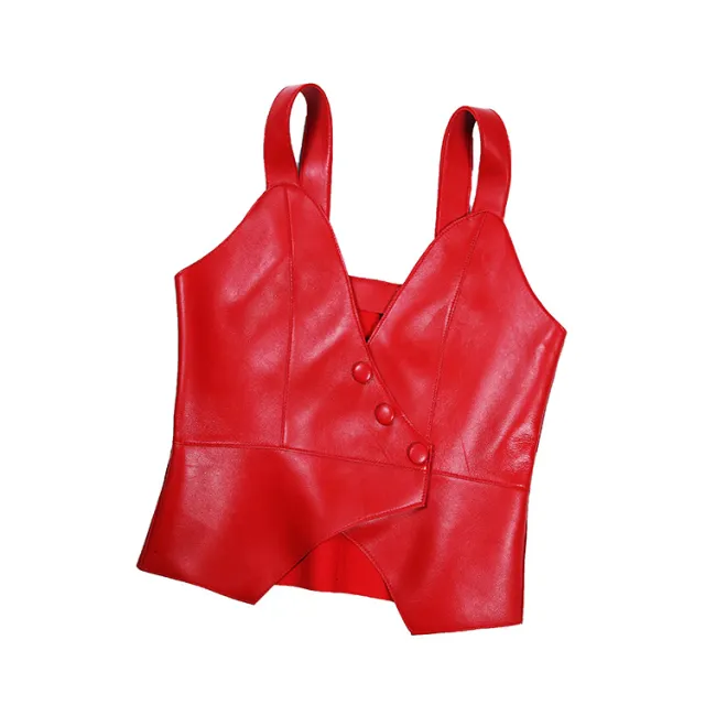 V neck slim small vest Red - Shop at LoveMi