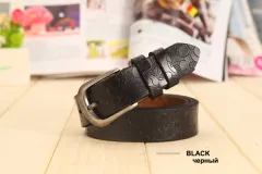 Women's hollow leather belt - Black - View 1