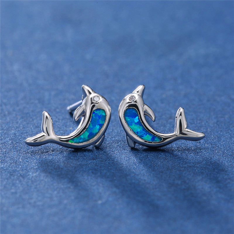 Platinum Aobao Dolphin Earrings
