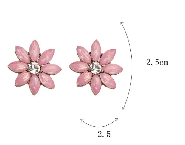 Glass Flower Earrings European and American simple Earrings accessories
