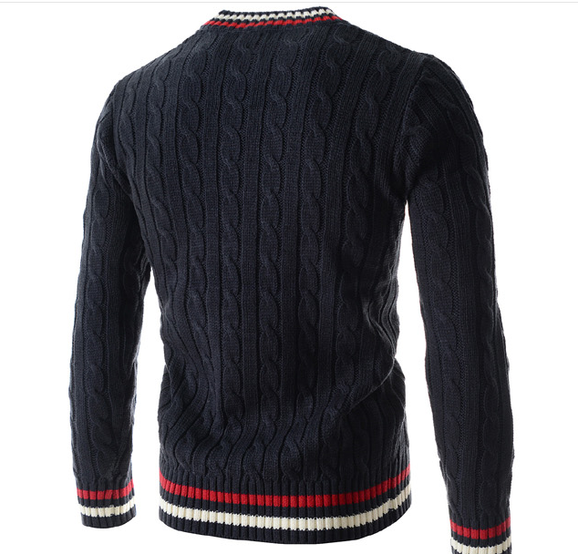 Men's V-neck twisted sweater